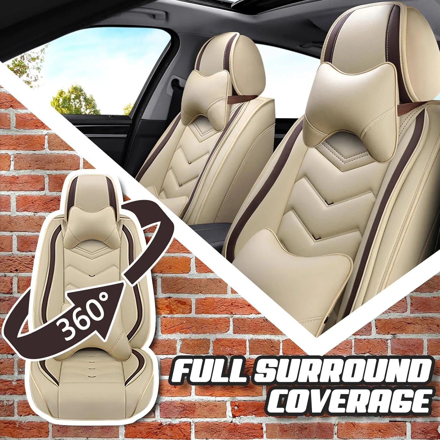Car Seat Covers for Acura Integra 2023-2025, Premium Nappa Leather Car Seat Cover, Stylish Sport Seat Covers， Automobile Seat Cover Sets.(Luxury 5 Seats/Beige)