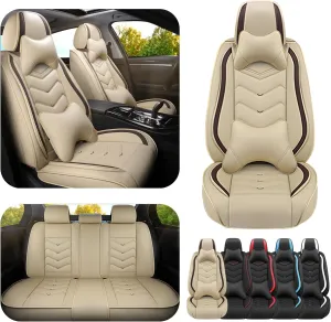 Car Seat Covers for Buick Envision 2016-2025, Premium Nappa Leather Car Seat Cover, Stylish Sport Seat Covers， Automobile Seat Cover Sets.(Luxury 5 Seats/Beige)