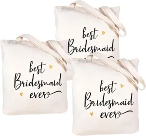 CARAKNOTS Women Best Bridesmaid Bag Wedding Bridal Shower Gifts Canvas Tote Bag Cotton