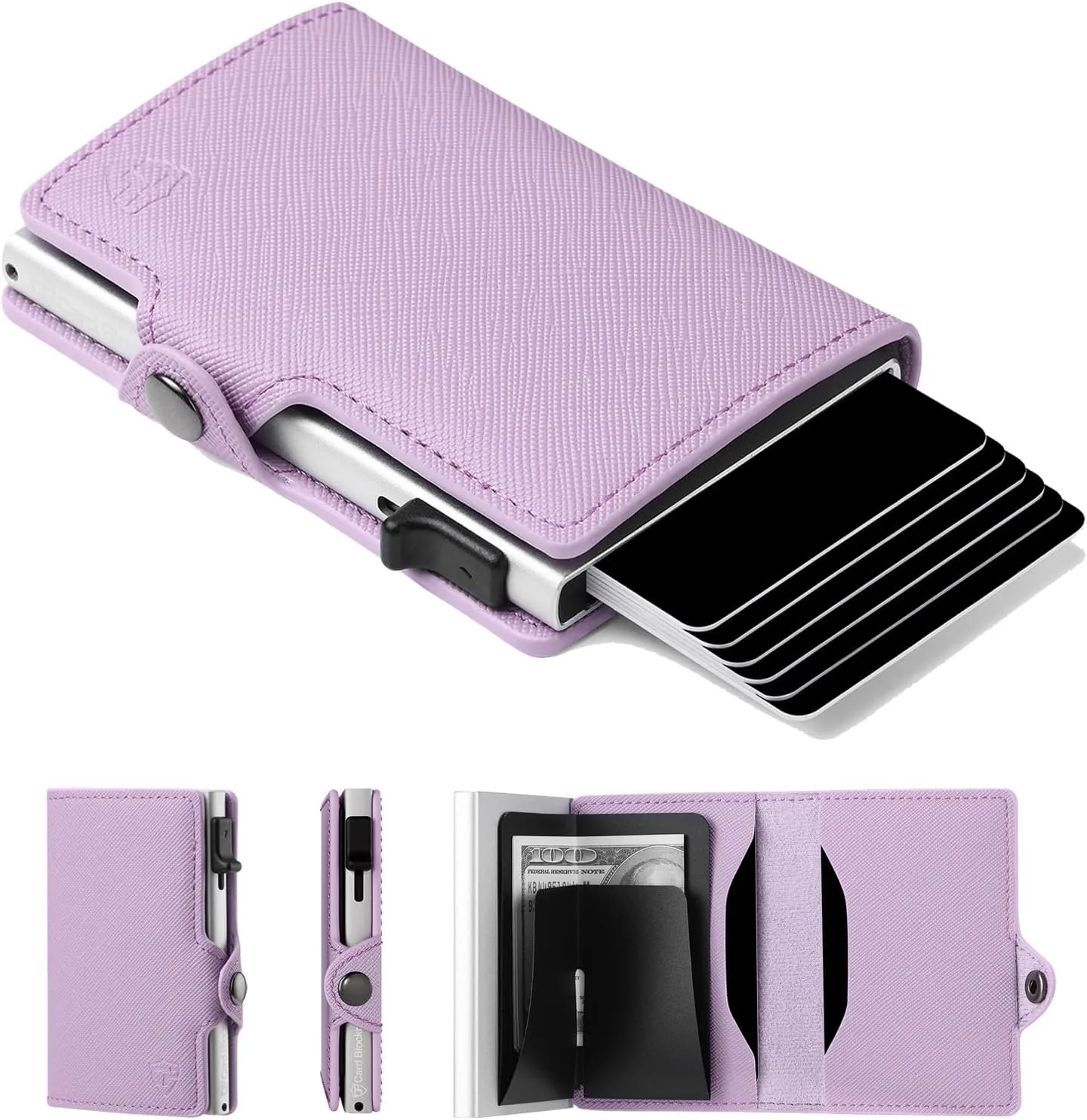 Card Blocr Small Womens Wallet, Travel Wallet Anti Theft RFID Blocking Credit Card Holder, Wallet Women in Light Pink PU Saffiano Leather