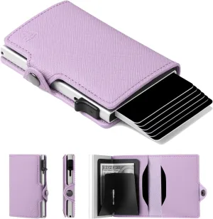Card Blocr Small Womens Wallet, Travel Wallet Anti Theft RFID Blocking Credit Card Holder, Wallet Women in Light Pink PU Saffiano Leather