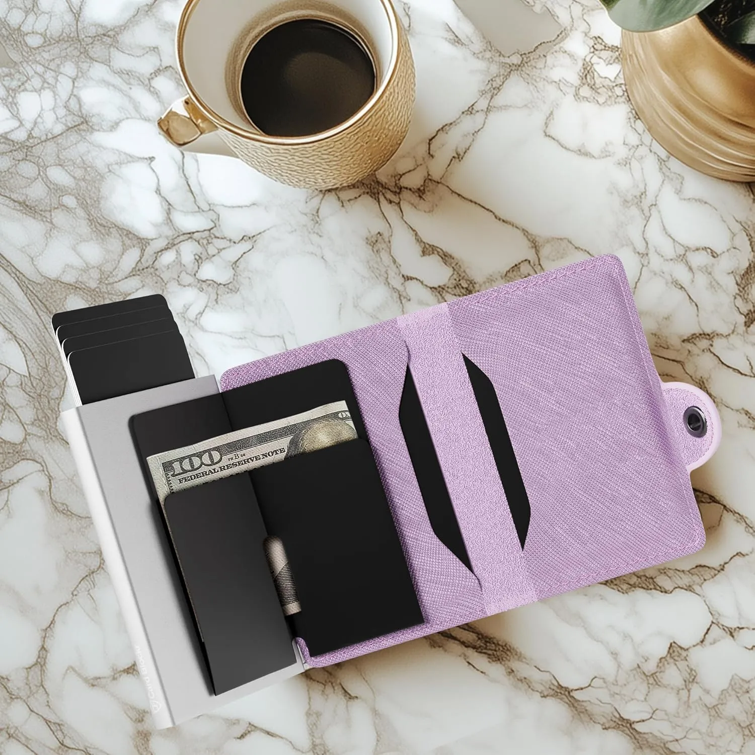 Card Blocr Small Womens Wallet, Travel Wallet Anti Theft RFID Blocking Credit Card Holder, Wallet Women in Light Pink PU Saffiano Leather
