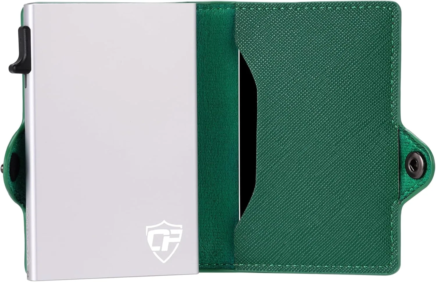 Card Blocr Womens Slim Wallet for Small Purses, Pop Up Wallet with Anti Theft RFID Blocking Credit Card Holder for Women in Green PU Saffiano Leather