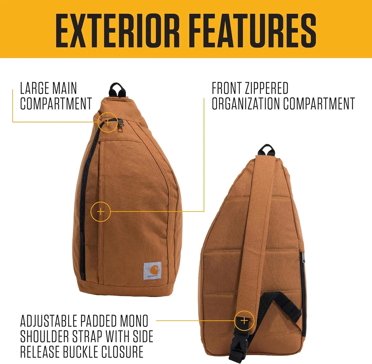 Carhartt Durable Sling Bag, Side Release Buckle, Tablet Sleeve and Adjustable Strap, Crossbody Backpack (Port), One Size