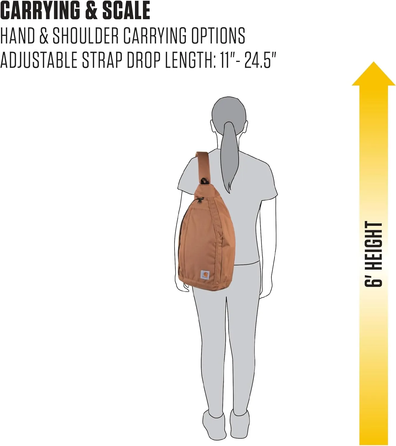 Carhartt Durable Sling Bag, Side Release Buckle, Tablet Sleeve and Adjustable Strap, Crossbody Backpack (Port), One Size