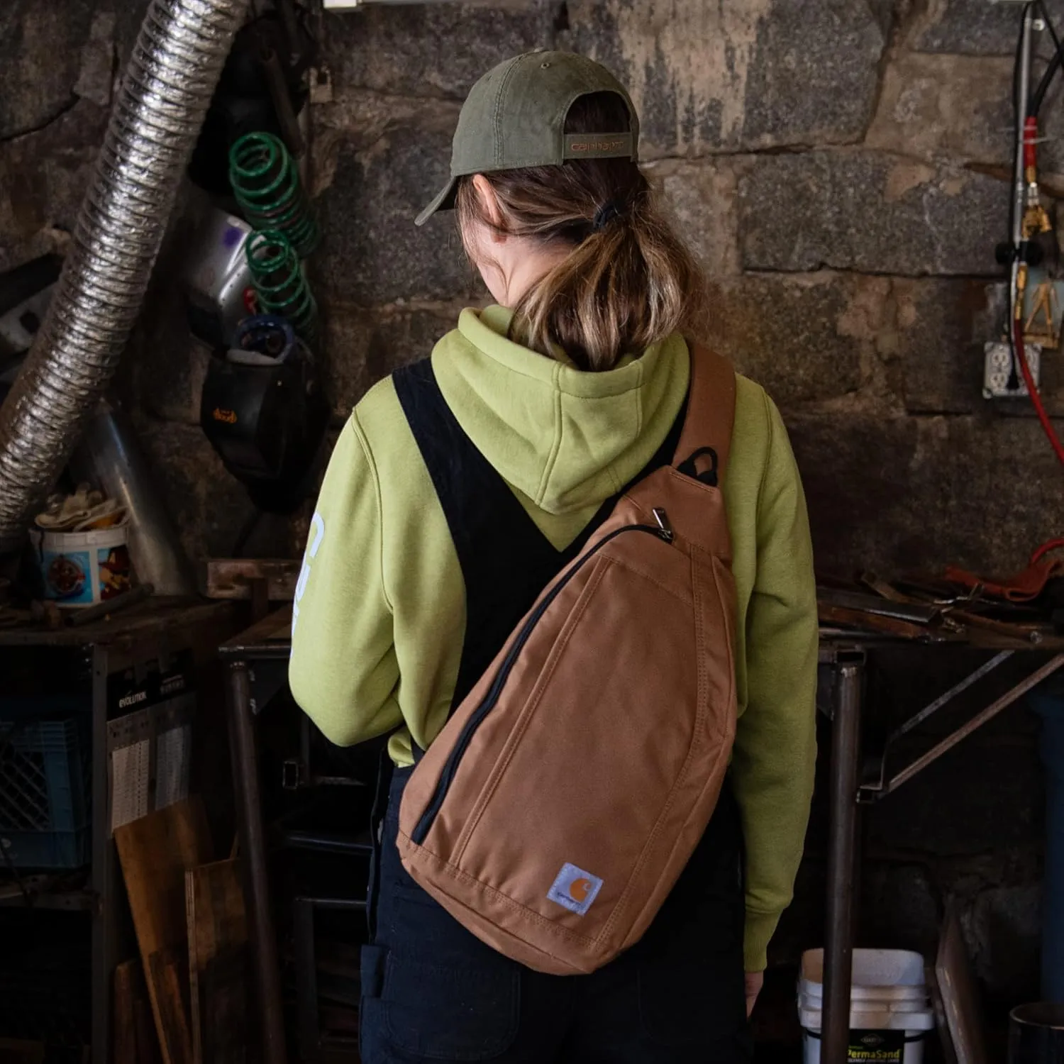 Carhartt Durable Sling Bag, Side Release Buckle, Tablet Sleeve and Adjustable Strap, Crossbody Backpack (Port), One Size