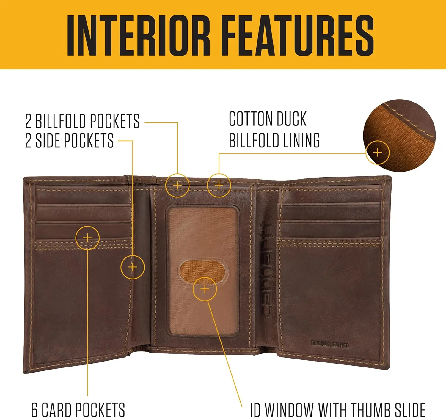 Carhartt Men's Rugged Leather Triple Stitch Wallets, Available in Multiple Styles