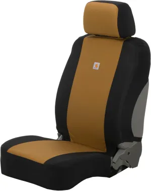 Carhartt Universal Nylon Duck Canvas Fitted Bucket Seat Covers, Durable Seat Protection with Rain Defender, Black and Carhartt Brown