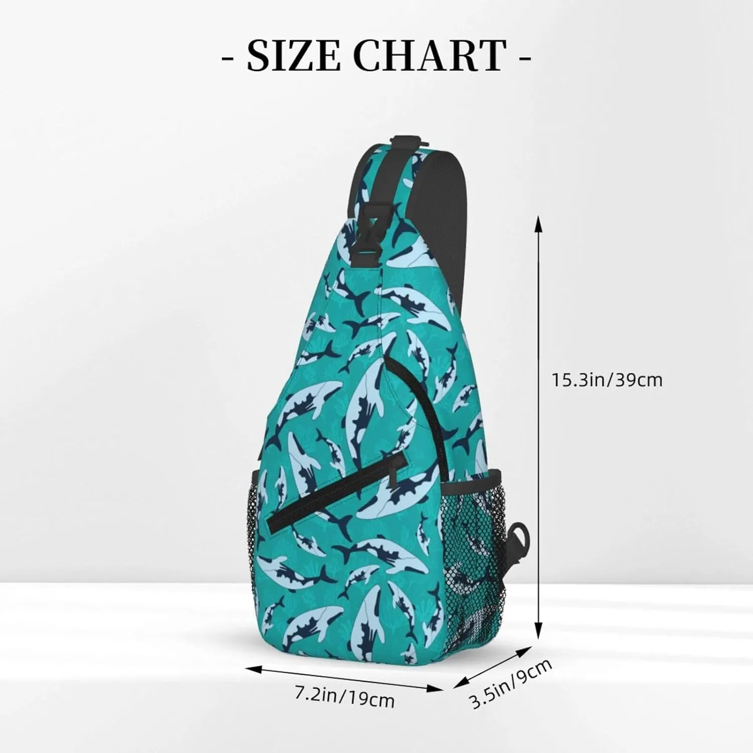 Cartoon Marine Mammals Funny Sharks Chest Sling Bag Crossbody Shoulder Backpack Bag Gym Cycling Daypack Travel Hiking Cross Bag