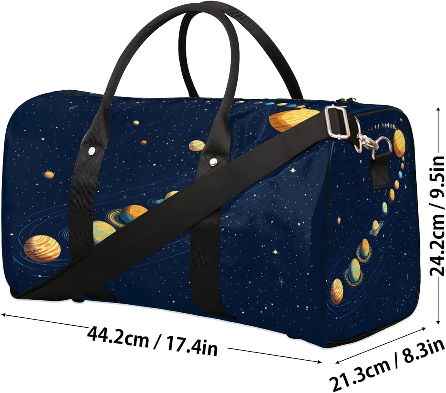 Cartoon Planet Duffle Bag for Travel, Overnight Weekend Gym Carry On Luggage Bag, Galaxy Space Travel Duffel Bag for Men Women