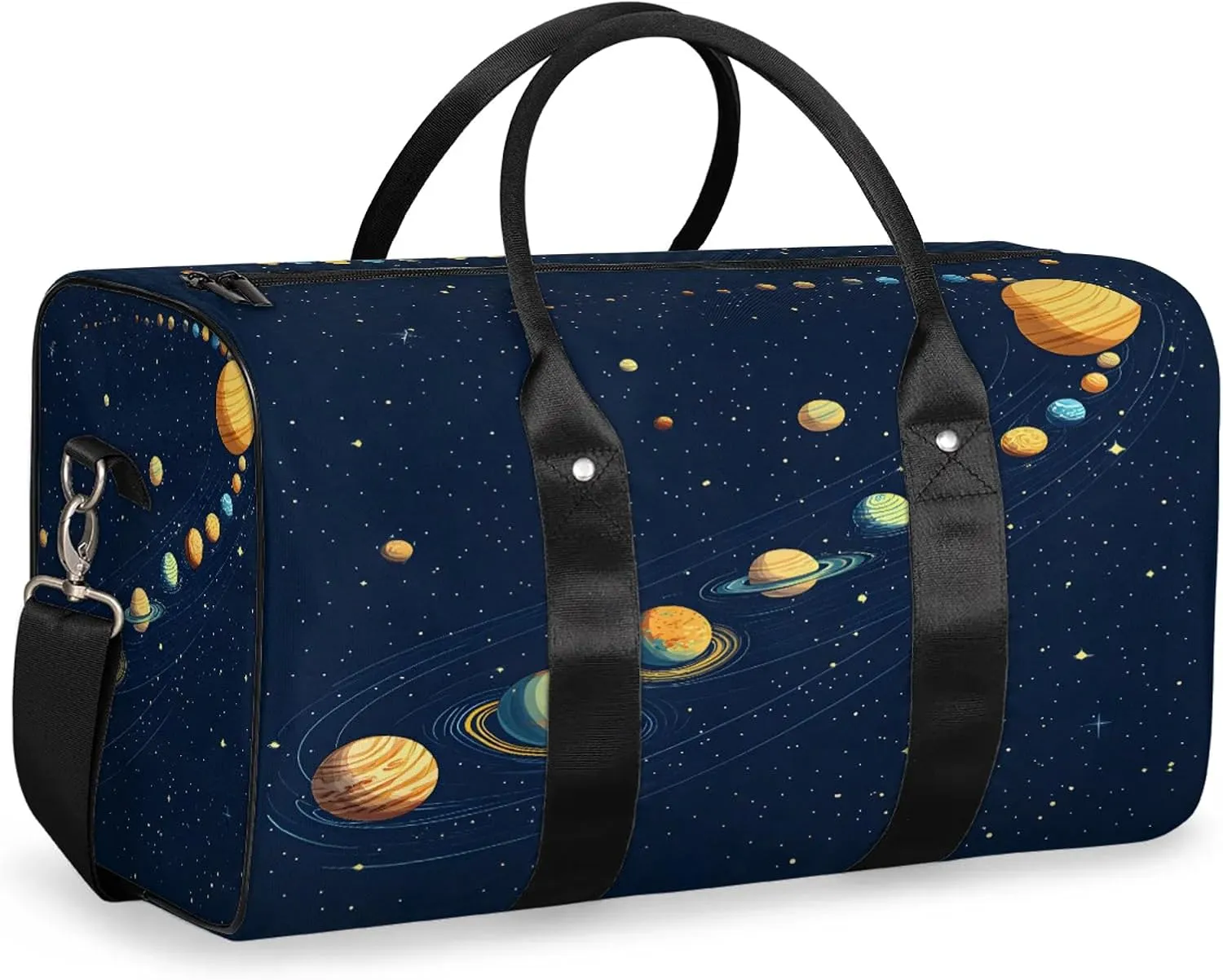 Cartoon Planet Duffle Bag for Travel, Overnight Weekend Gym Carry On Luggage Bag, Galaxy Space Travel Duffel Bag for Men Women