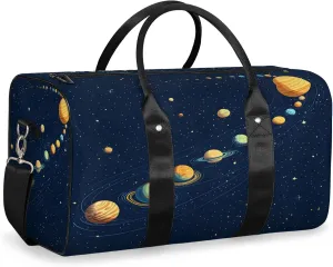 Cartoon Planet Duffle Bag for Travel, Overnight Weekend Gym Carry On Luggage Bag, Galaxy Space Travel Duffel Bag for Men Women