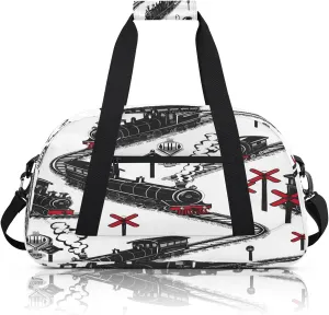 Cartoon Train Small Gym Bag 18 inch Carry On Duffel Bag for Weekender Travel Sports Workout Yoga Gymnastics Dance Ballet