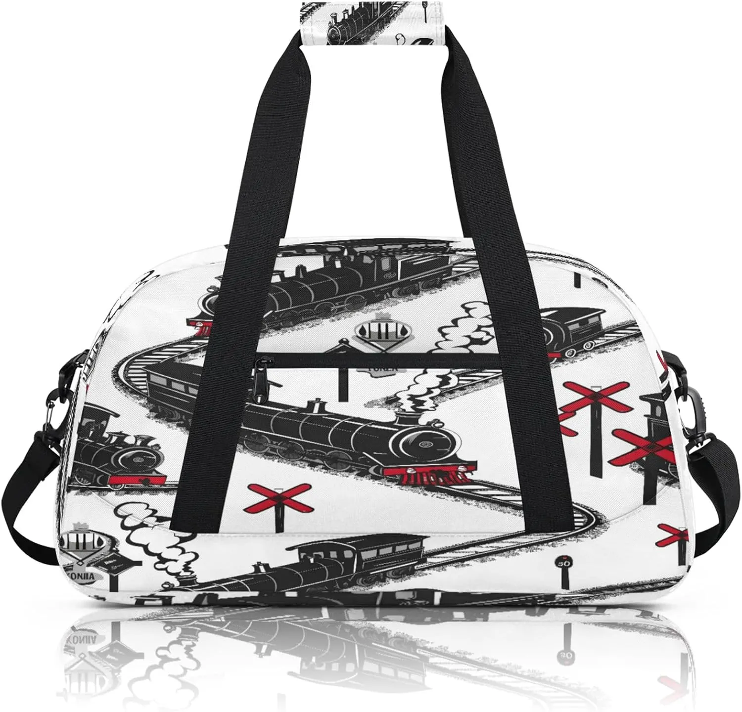Cartoon Train Small Gym Bag 18 inch Carry On Duffel Bag for Weekender Travel Sports Workout Yoga Gymnastics Dance Ballet