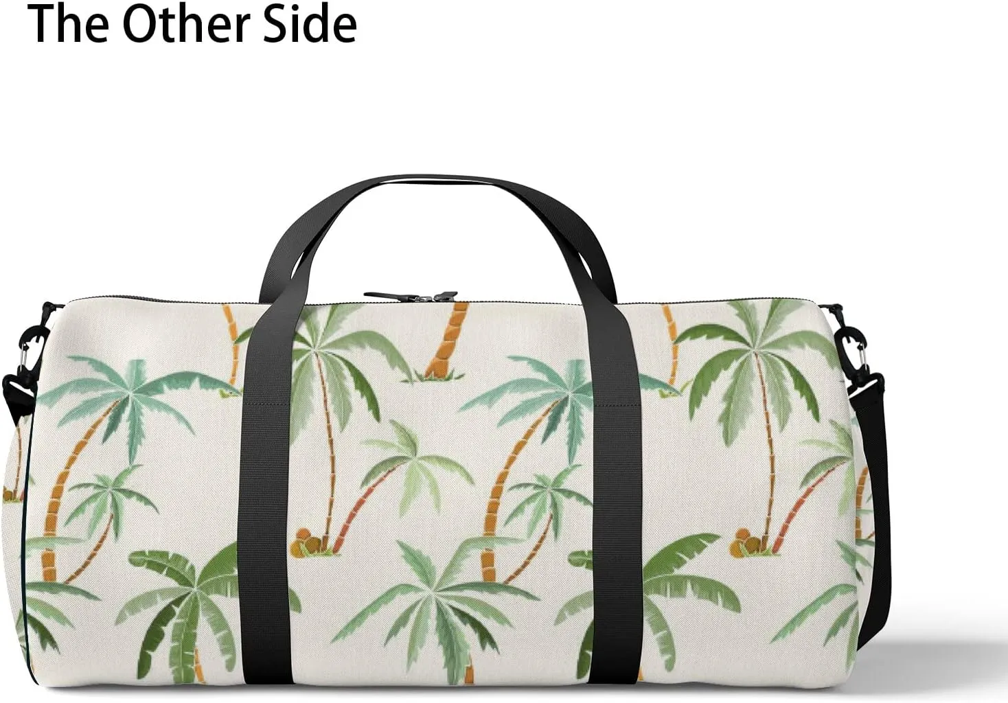 Cartoon Tropical Palm Trees Sports Duffel Bag Travel Gym Tote Bags Lightweight Durable Shoulder Strap Waterproof Polyester Outside Mesh Pocket Overnight Trip Duffel Bag for Women Men