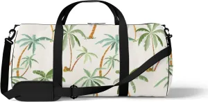 Cartoon Tropical Palm Trees Sports Duffel Bag Travel Gym Tote Bags Lightweight Durable Shoulder Strap Waterproof Polyester Outside Mesh Pocket Overnight Trip Duffel Bag for Women Men