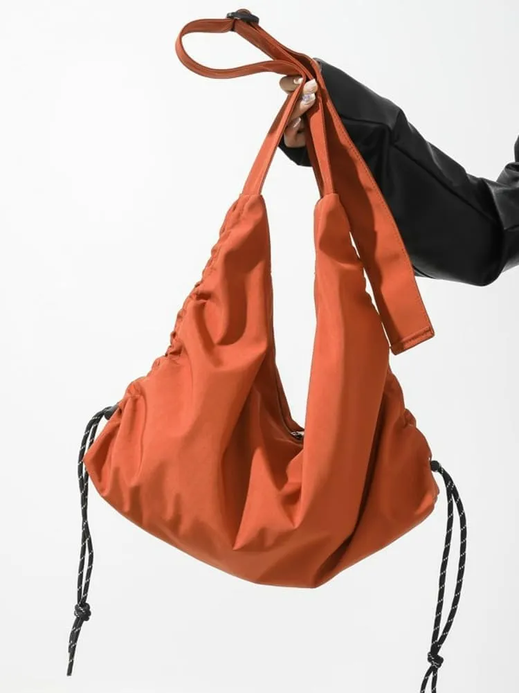 Casual Nylon Shoulder Bag for Women Large Canvas Dumpling Crossbody Tote Bag Handbag Top Handle Purse with Drawsrting