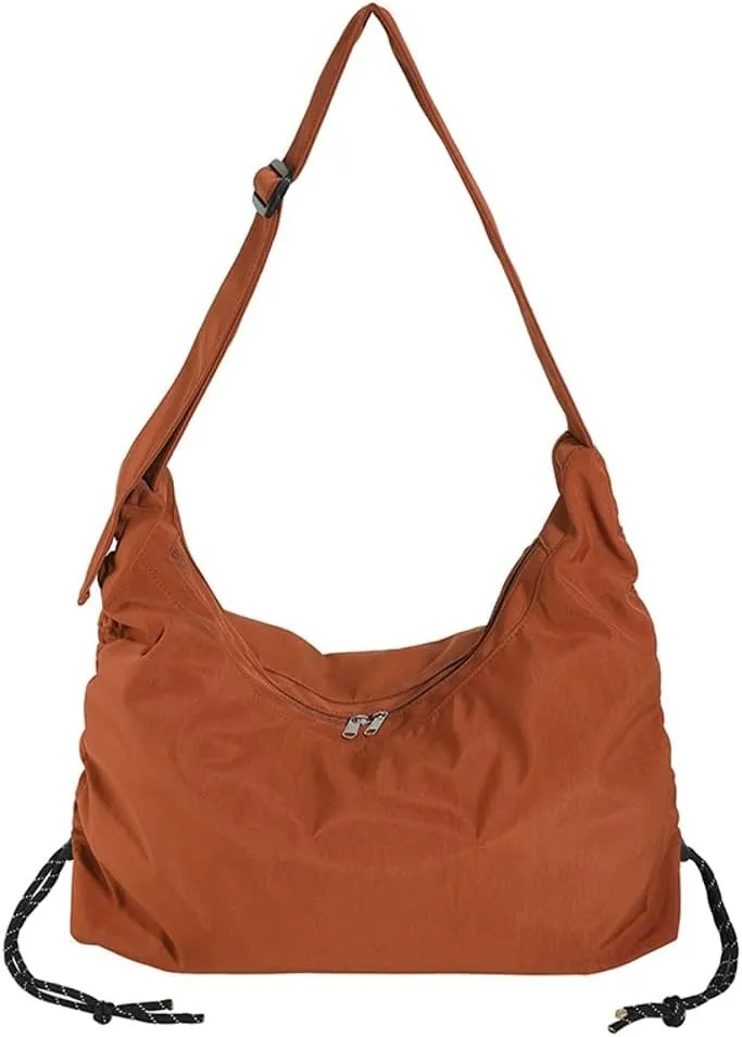 Casual Nylon Shoulder Bag for Women Large Canvas Dumpling Crossbody Tote Bag Handbag Top Handle Purse with Drawsrting