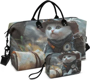 Cat Adventurer Duffel Bag for Travel Gym Sport, Weekender Travel Bags Carry on Overnight Bag