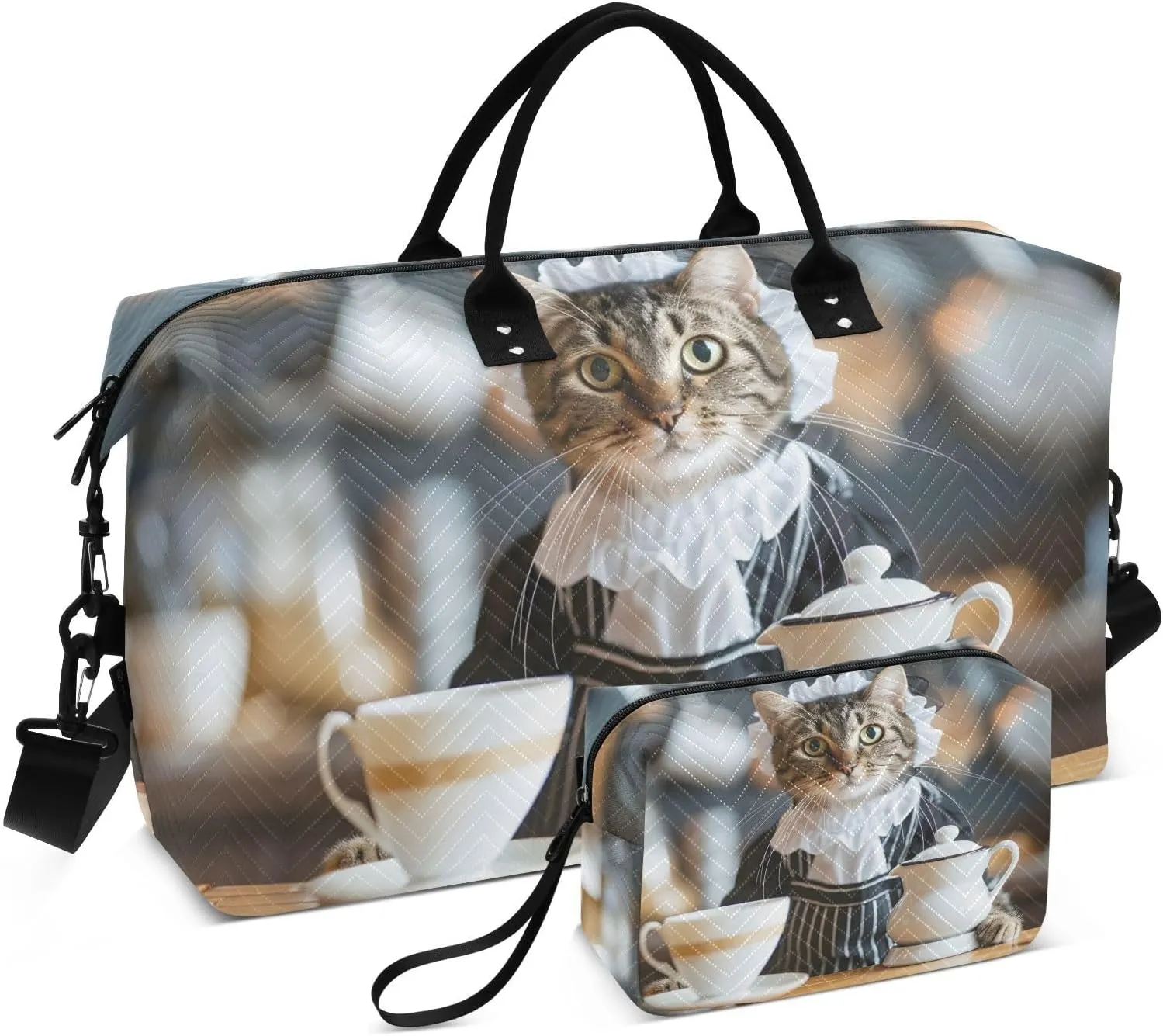 Cat Servant Duffel Bag for Travel Gym Sport, Weekender Travel Bags Carry on Overnight Bag