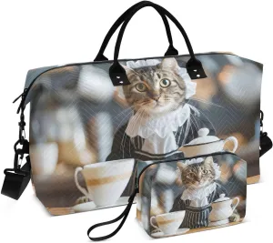 Cat Servant Duffel Bag for Travel Gym Sport, Weekender Travel Bags Carry on Overnight Bag