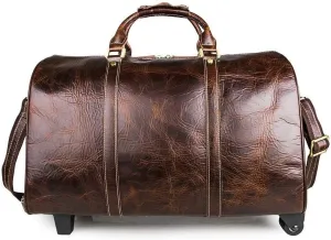 CcacHe Adult Wheeled Travel Duffel Bag Leather Luggage Rolling Suitcase Journey Overnight Weekender Tote Handbag Sports Overnight Gym Luggage Weekend Tote Ba