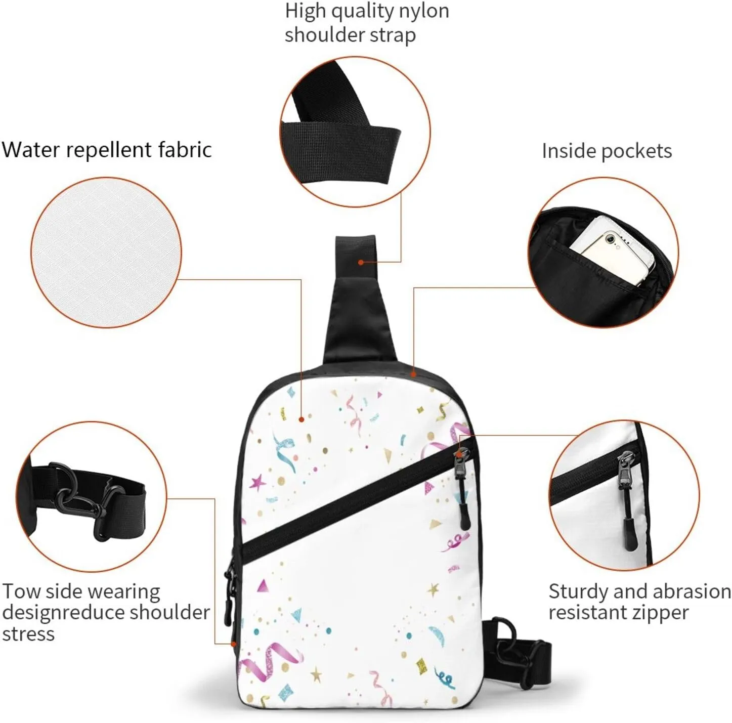 Celebratory Sling Bag for Men Women, Small Crossbody Sling Backpack Shoulder Chest Bag, Anti Theft Travel Hiking Sports