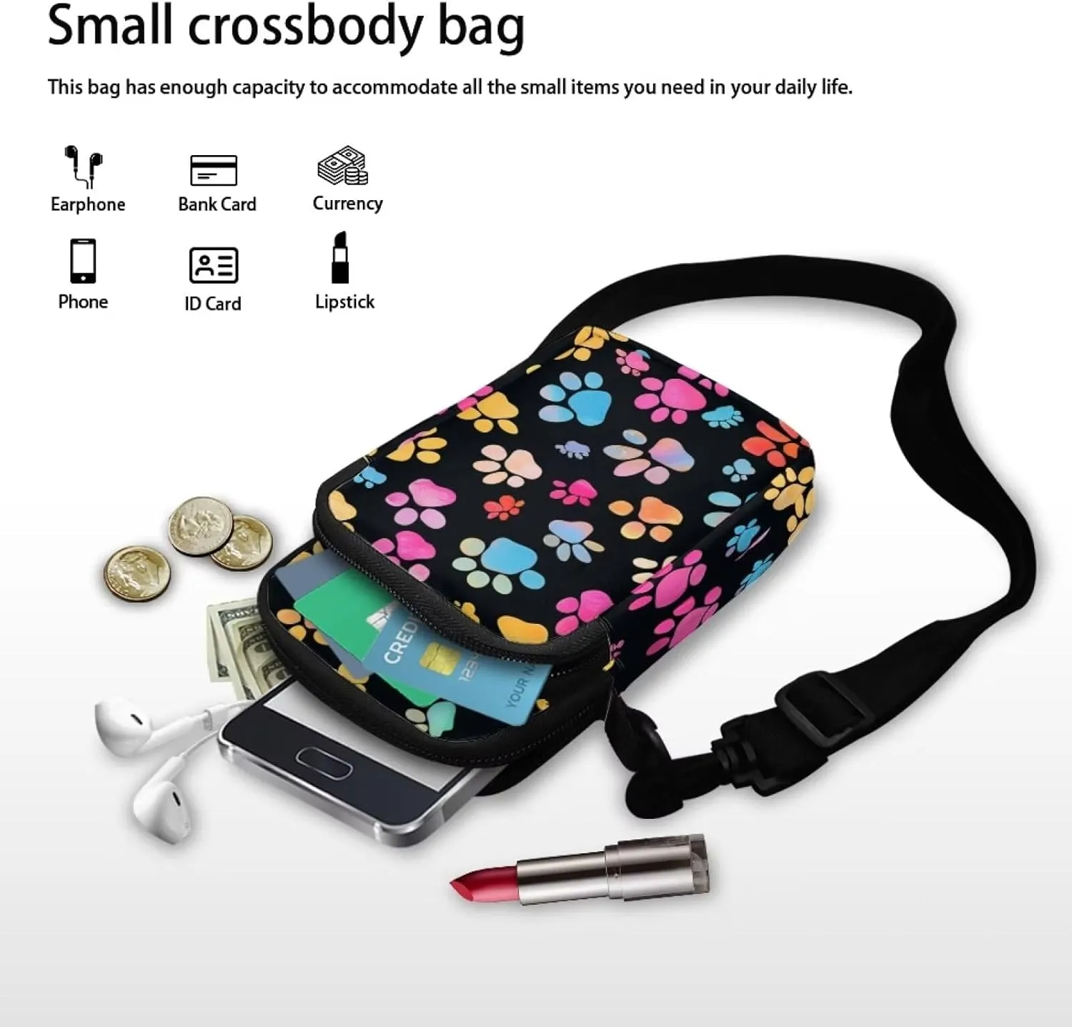 Cell Phone Purse Small Crossbody Wallet Phone Bag with Shoulder Strap Mini Messenger Bag