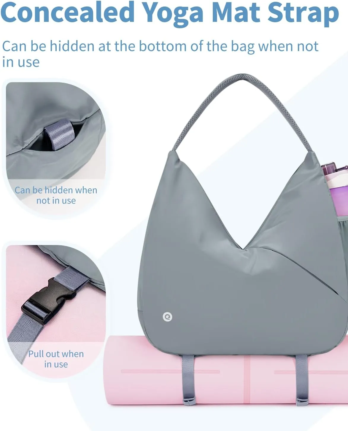 Ceneda Gym Bag for Women Sports Duffel Bag with Hidden Yoga Mat Strap & Shoe Compartment Workout Dance Bag with Wet Pocket Overnight Weekender Bag for Travel Yoga (Celadon)