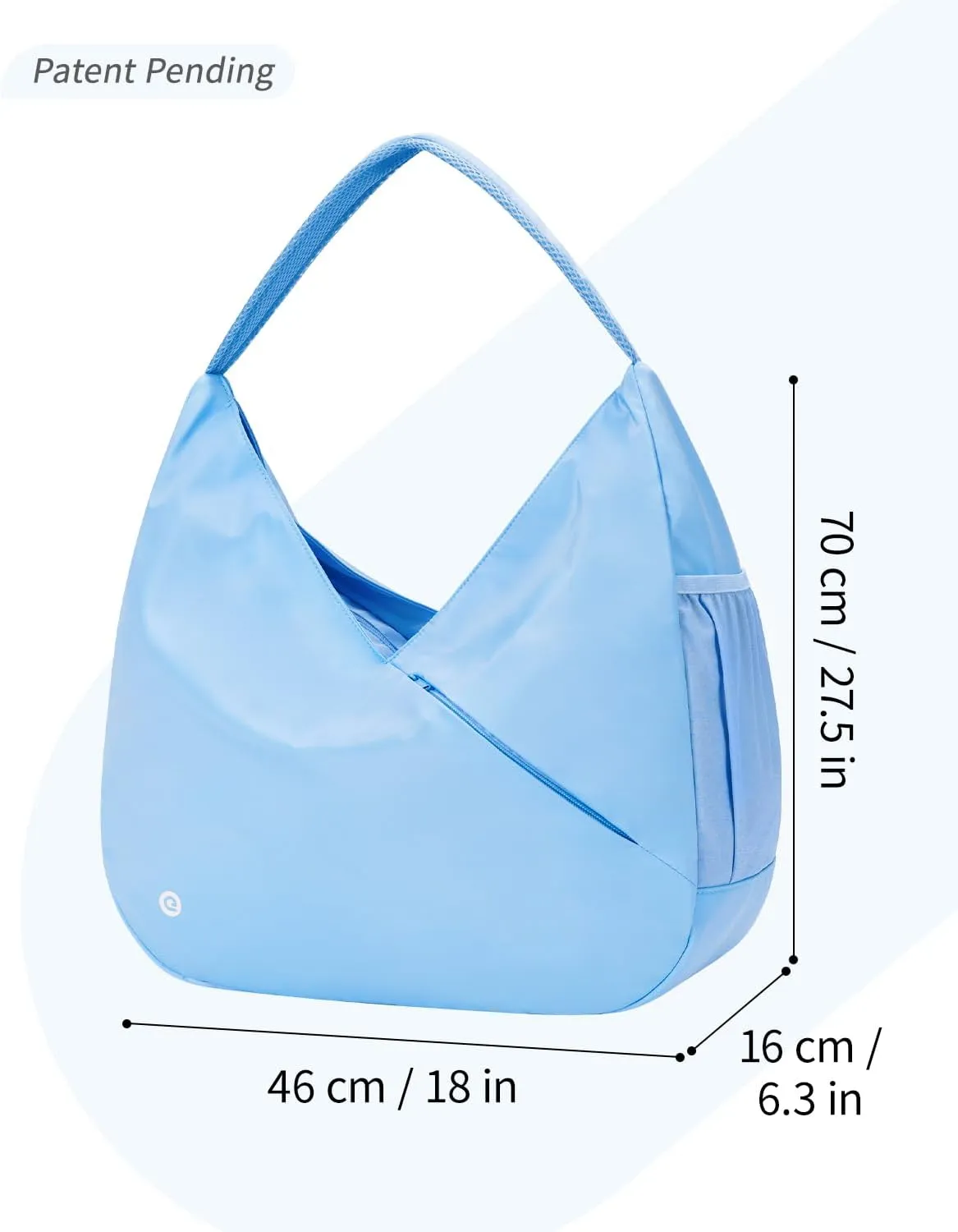 Ceneda Large Gym Bag for Women Sports Duffel Bag with Hidden Yoga Mat Holder & Shoe Compartment Workout Dance Tote Bag with Wet Pocket Overnight Weekender Bag for Travel Yoga (Light Blue)