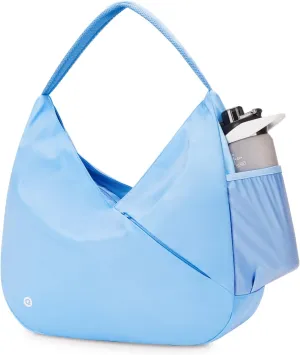 Ceneda Large Gym Bag for Women Sports Duffel Bag with Hidden Yoga Mat Holder & Shoe Compartment Workout Dance Tote Bag with Wet Pocket Overnight Weekender Bag for Travel Yoga (Light Blue)