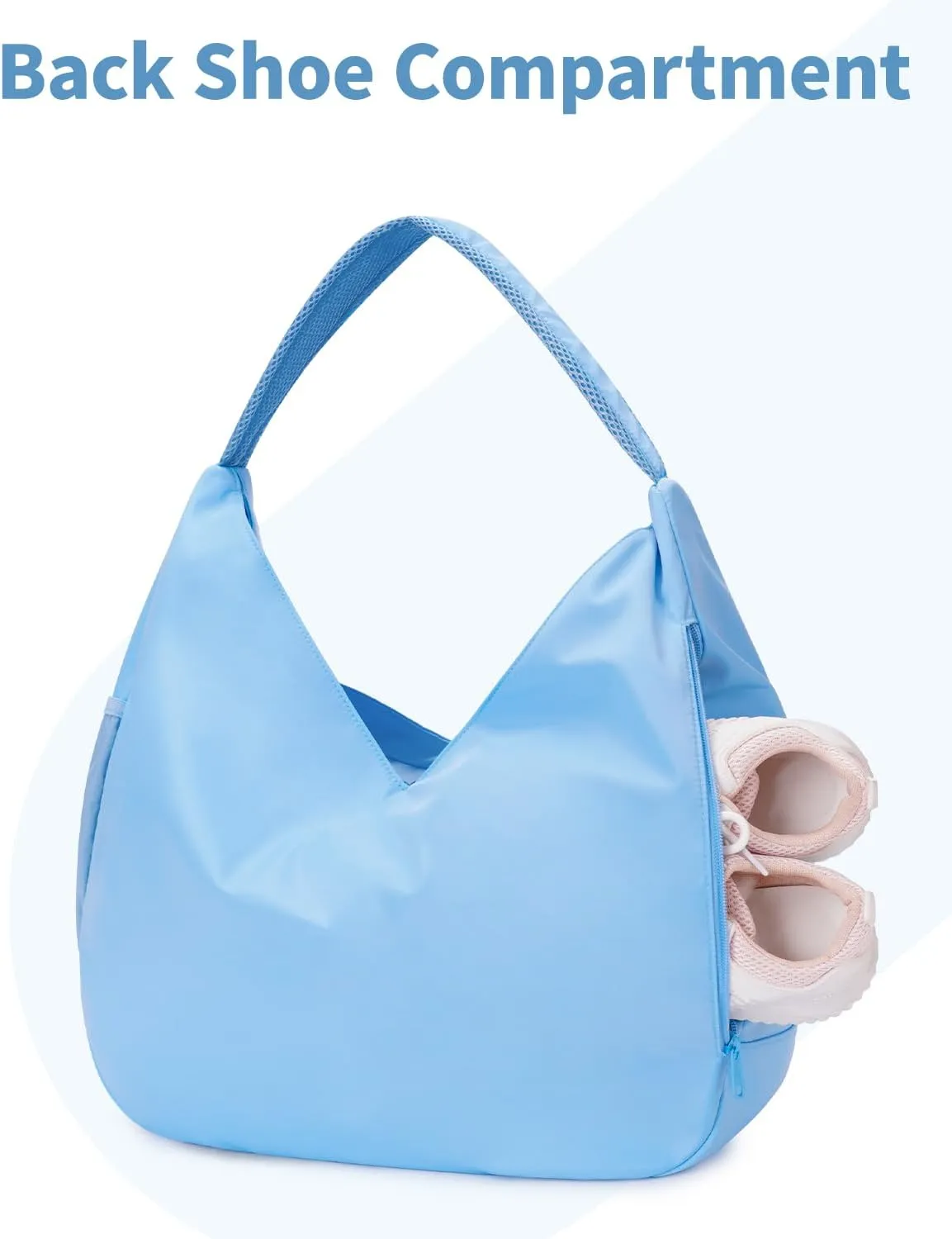Ceneda Large Gym Bag for Women Sports Duffel Bag with Hidden Yoga Mat Holder & Shoe Compartment Workout Dance Tote Bag with Wet Pocket Overnight Weekender Bag for Travel Yoga (Light Blue)