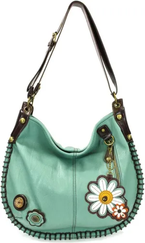 Chala Handbags, Casual Style, Soft, Large Shoulder or Crossbody Purse with Keyfob - Teal Green Color