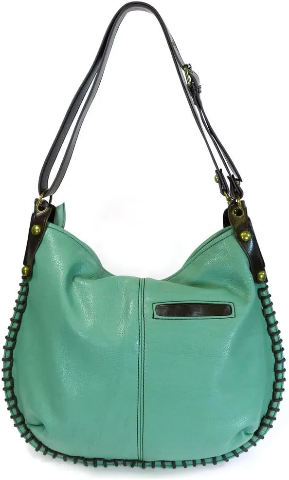 Chala Handbags, Casual Style, Soft, Large Shoulder or Crossbody Purse with Keyfob - Teal Green Color