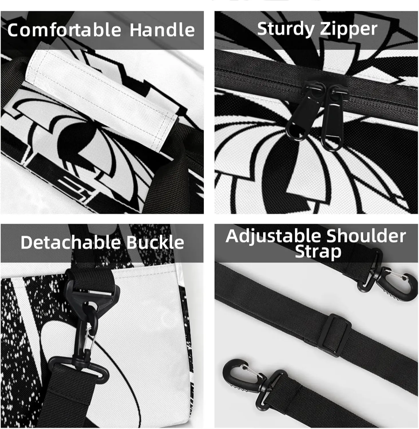 Cheer Theme Small Gym Bag 18 inch Carry On Duffel Bag for Weekender Travel Sports Workout Yoga Gymnastics Dance Ballet