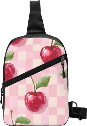 Cherries Print Crossbody Bags For Women, Sling Bag For Men, Hiking Backpack Lightweight For Casual Outdoor Travel