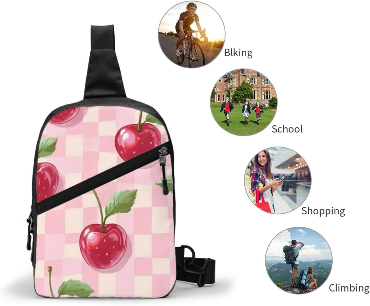 Cherries Print Crossbody Bags For Women, Sling Bag For Men, Hiking Backpack Lightweight For Casual Outdoor Travel