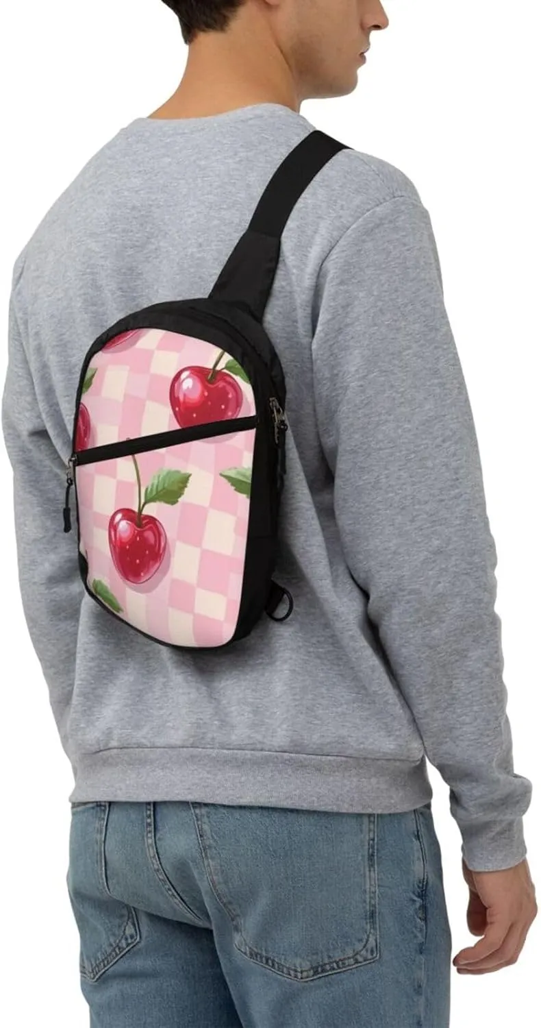 Cherries Print Crossbody Bags For Women, Sling Bag For Men, Hiking Backpack Lightweight For Casual Outdoor Travel