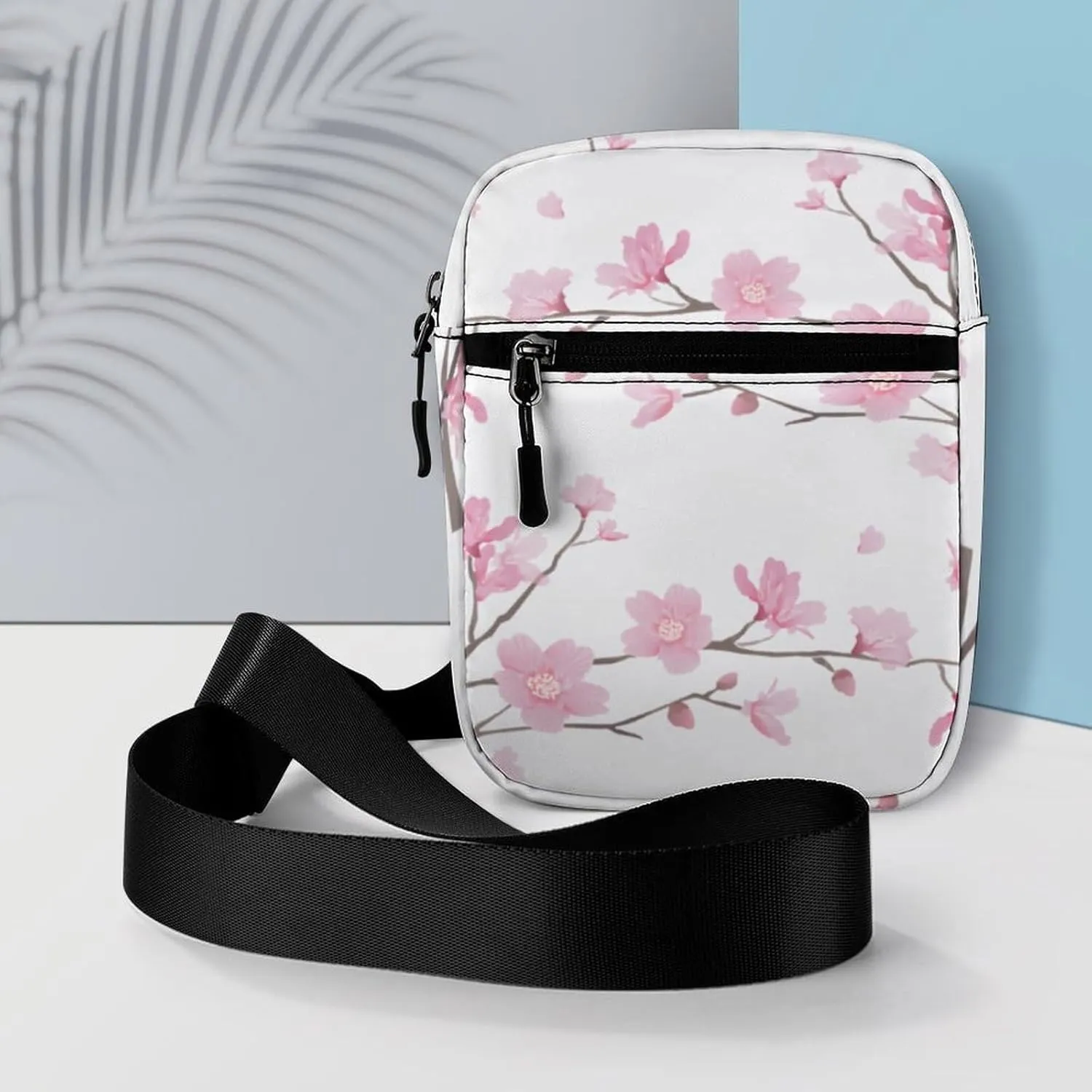 Cherry Blossom Pattern Crossbody Bag Small Shoulder Bag Waterproof, Lightweight And Convenient