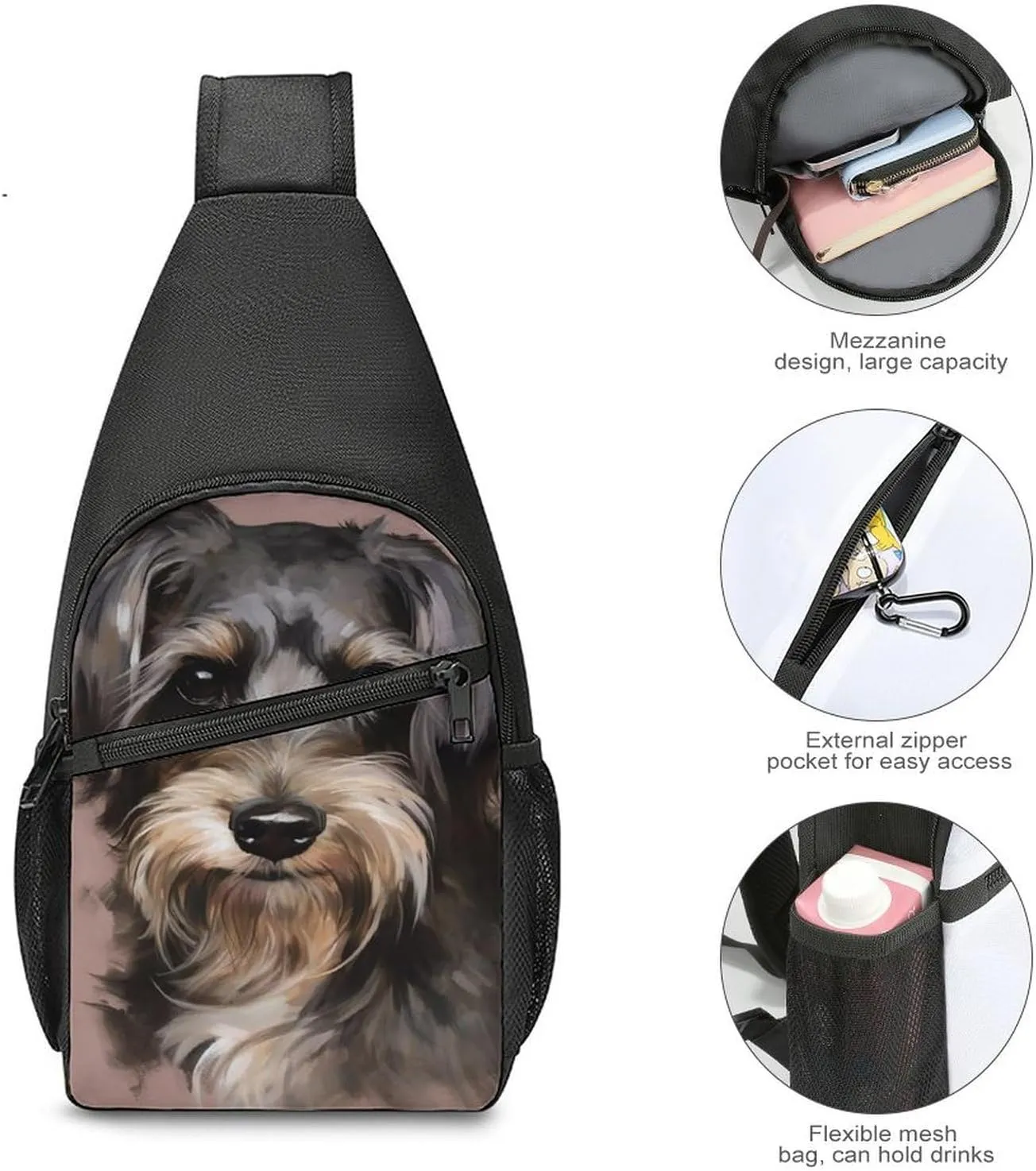 Chest Bag Sling Bag for Men Women Dog Sport Sling Backpack Lightweight Shoulder Bag for Travel