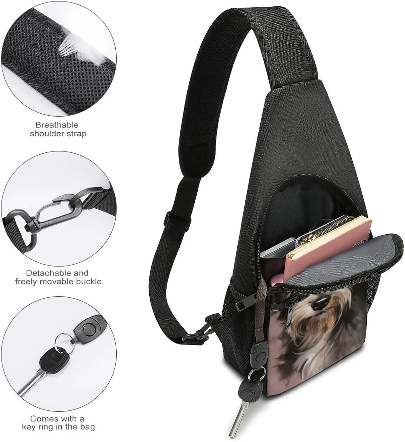Chest Bag Sling Bag for Men Women Dog Sport Sling Backpack Lightweight Shoulder Bag for Travel