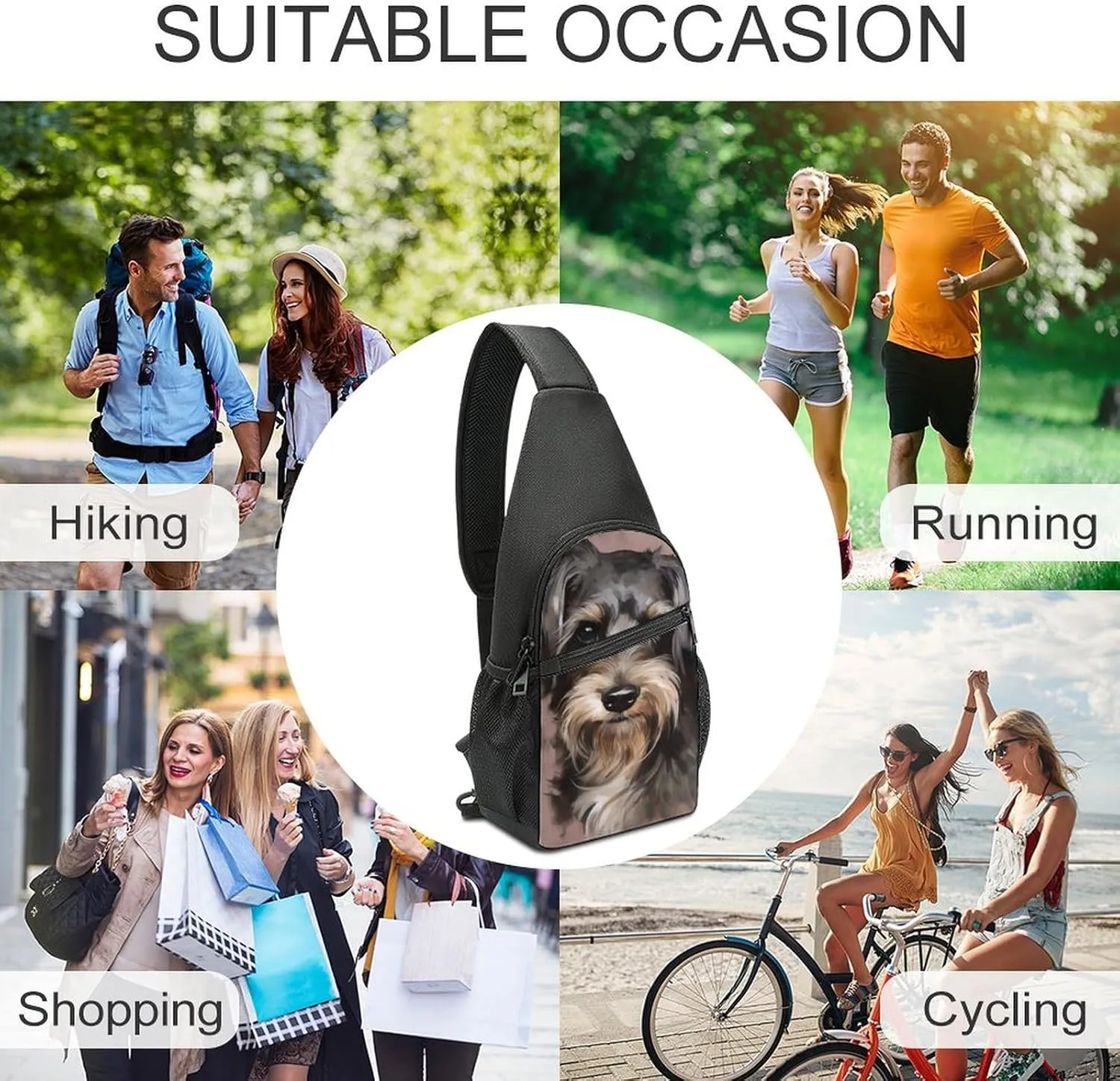 Chest Bag Sling Bag for Men Women Dog Sport Sling Backpack Lightweight Shoulder Bag for Travel