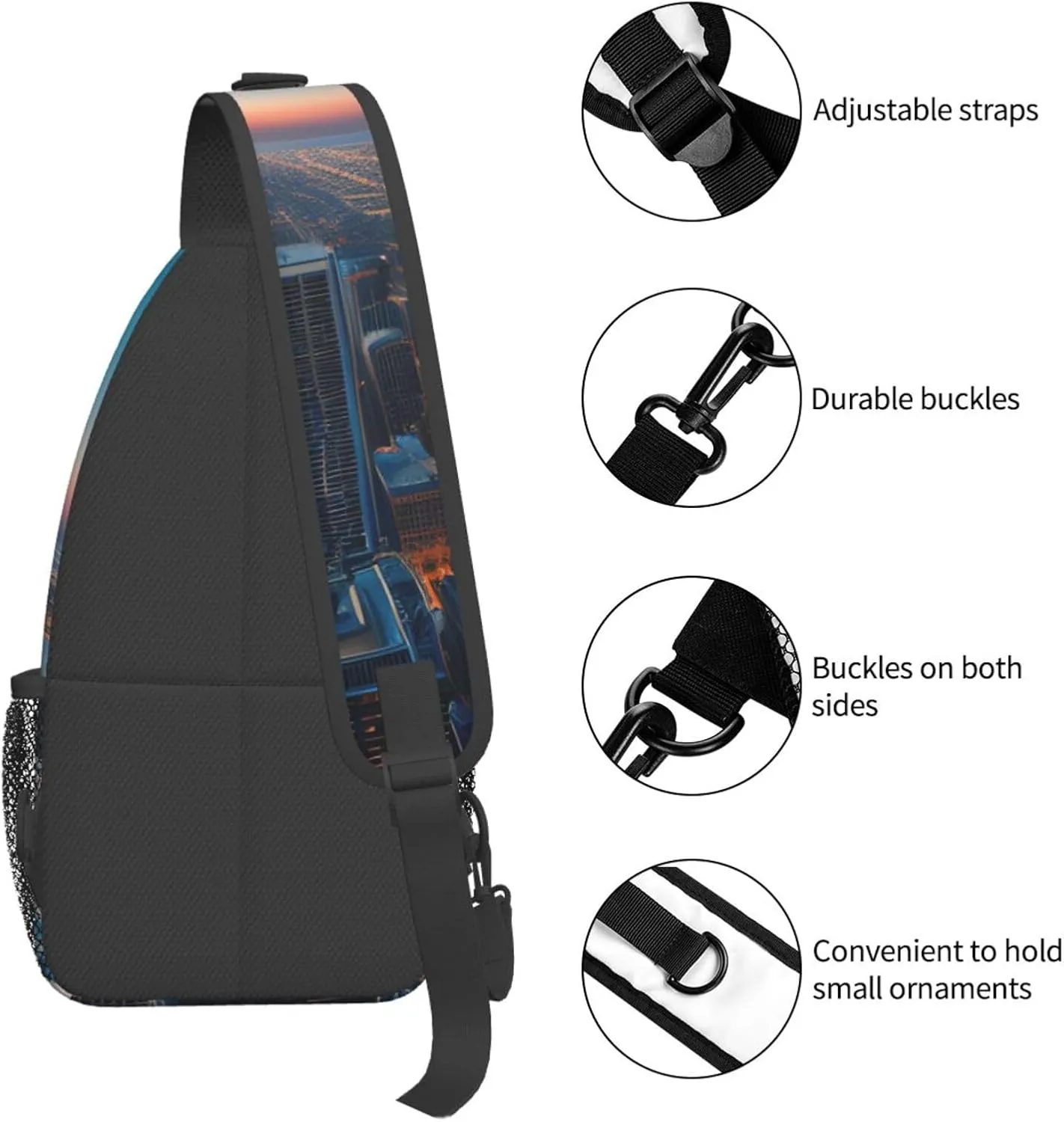 Chicago Illinois Usa 1 Print Sling Backpack, Sling Bag, Crossbody Chest Bag Daypack, for Hiking Travel