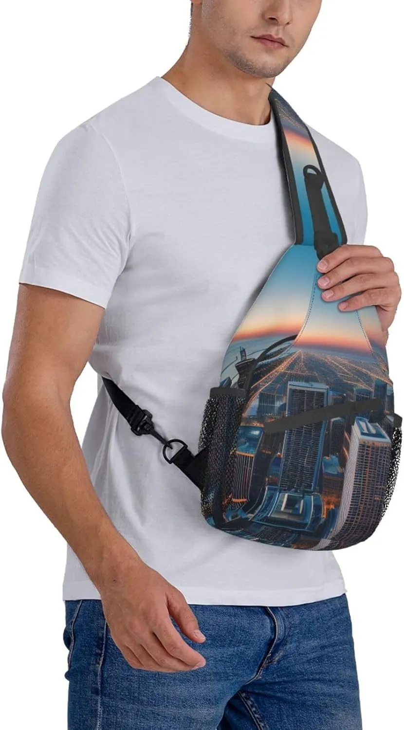 Chicago Illinois Usa 1 Print Sling Backpack, Sling Bag, Crossbody Chest Bag Daypack, for Hiking Travel