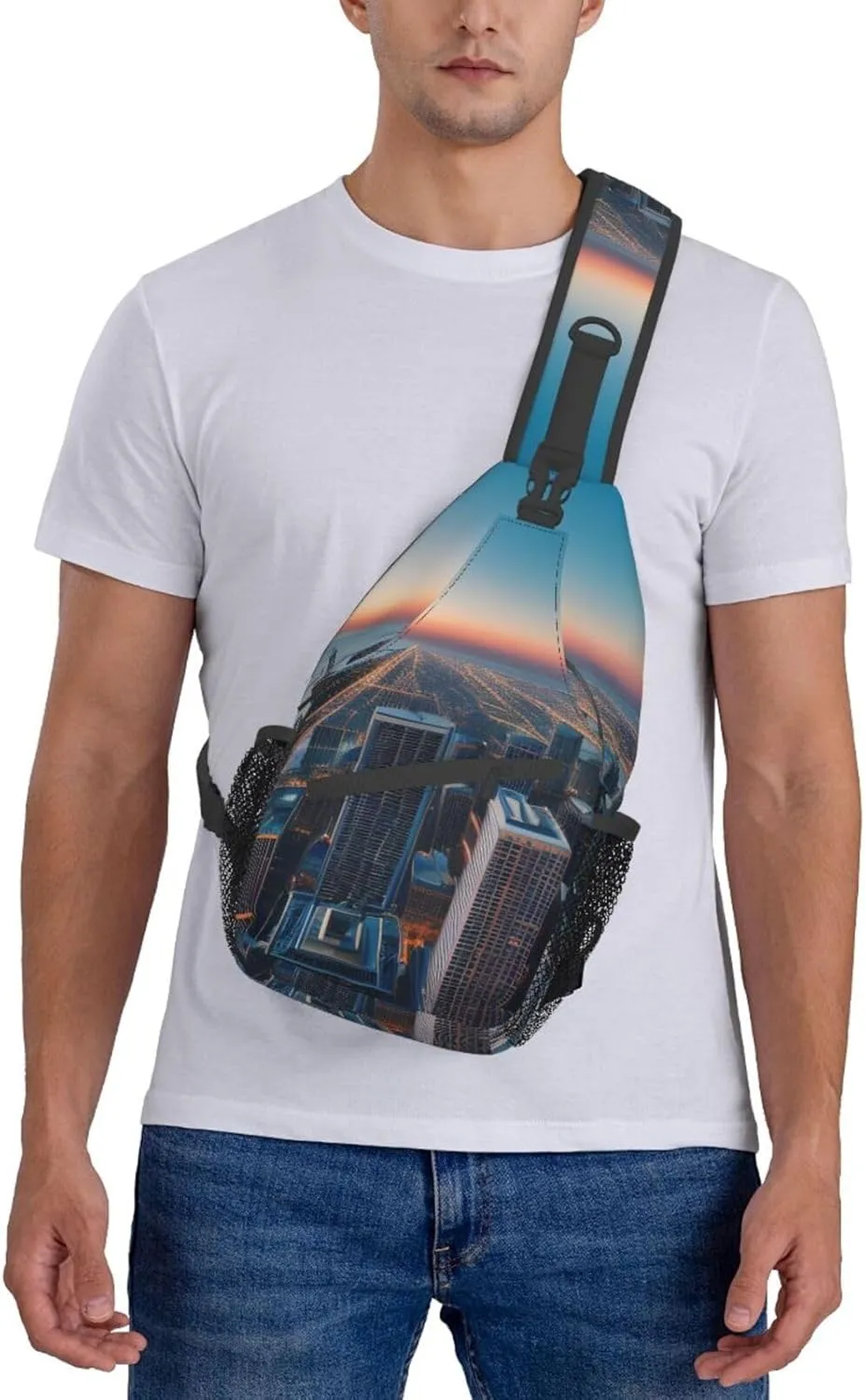 Chicago Illinois Usa 1 Print Sling Backpack, Sling Bag, Crossbody Chest Bag Daypack, for Hiking Travel