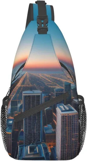 Chicago Illinois Usa 1 Print Sling Backpack, Sling Bag, Crossbody Chest Bag Daypack, for Hiking Travel