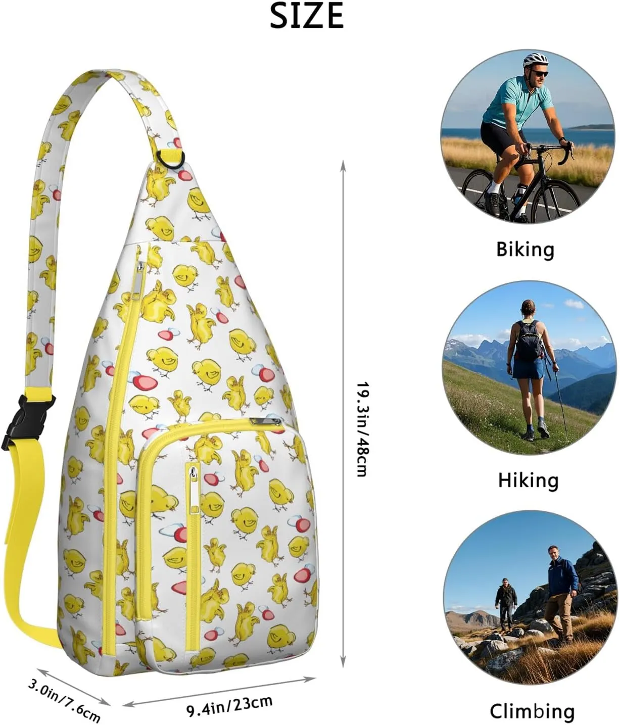Chick Wallpaper Crossbody Bag Daypack for Women Men Lightweight Waterproof Sling Bag Backpack Hiking Cycling