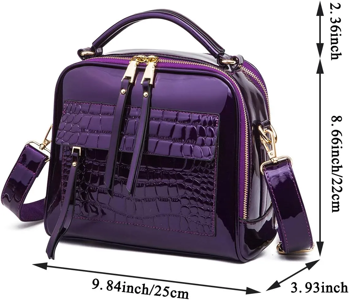 Chikencall Women Patent Leather Handbag and Purses PU Satchels Shoulder Bags Crossbody Bags