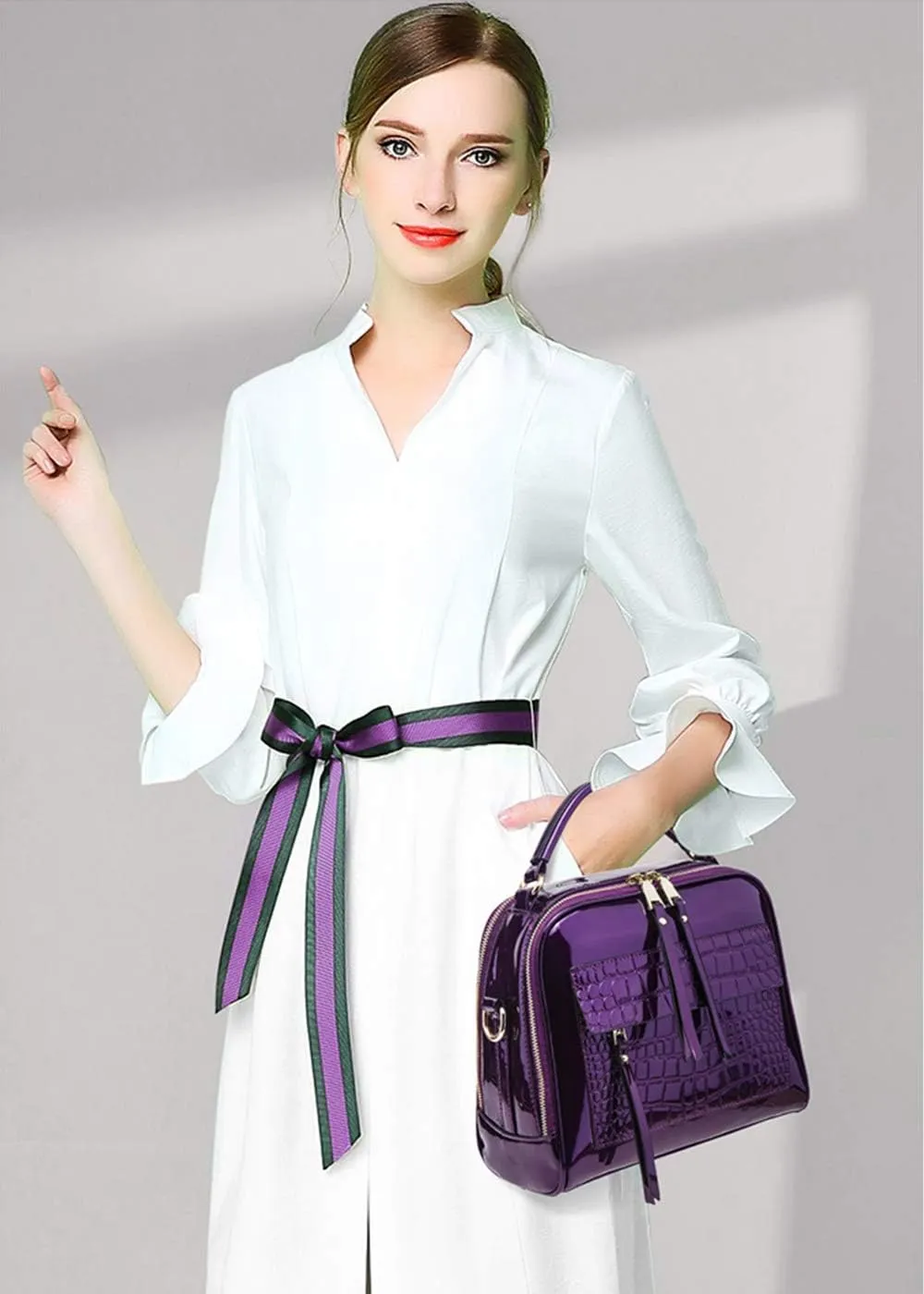 Chikencall Women Patent Leather Handbag and Purses PU Satchels Shoulder Bags Crossbody Bags