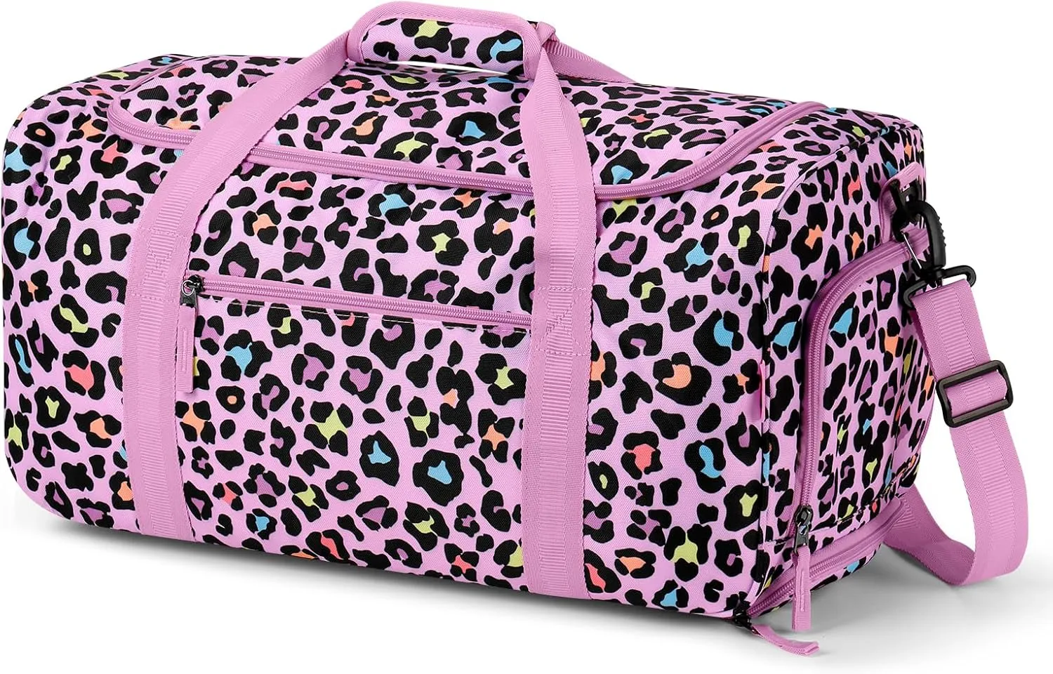 Choco Mocha Girls Cheetah Suitcase with Wheels Kids Pink Rolling Duffle Bag for Camping Teen Girls Toddler Luggage Bag for Travel, 22inch, Leopard